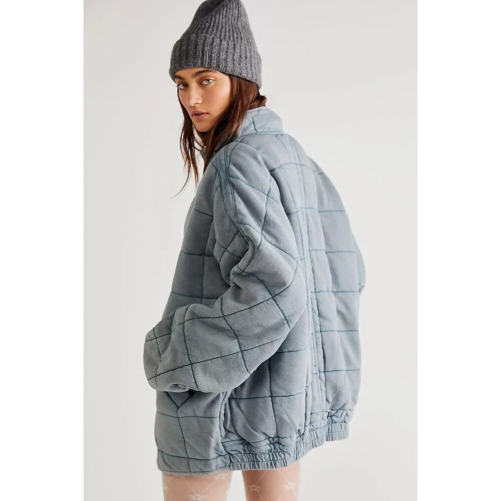 Free People Dolman Quilted Knit Jacket Top Oversized Zip-up Slouchy XS 284038 - Picture 4 of 10
